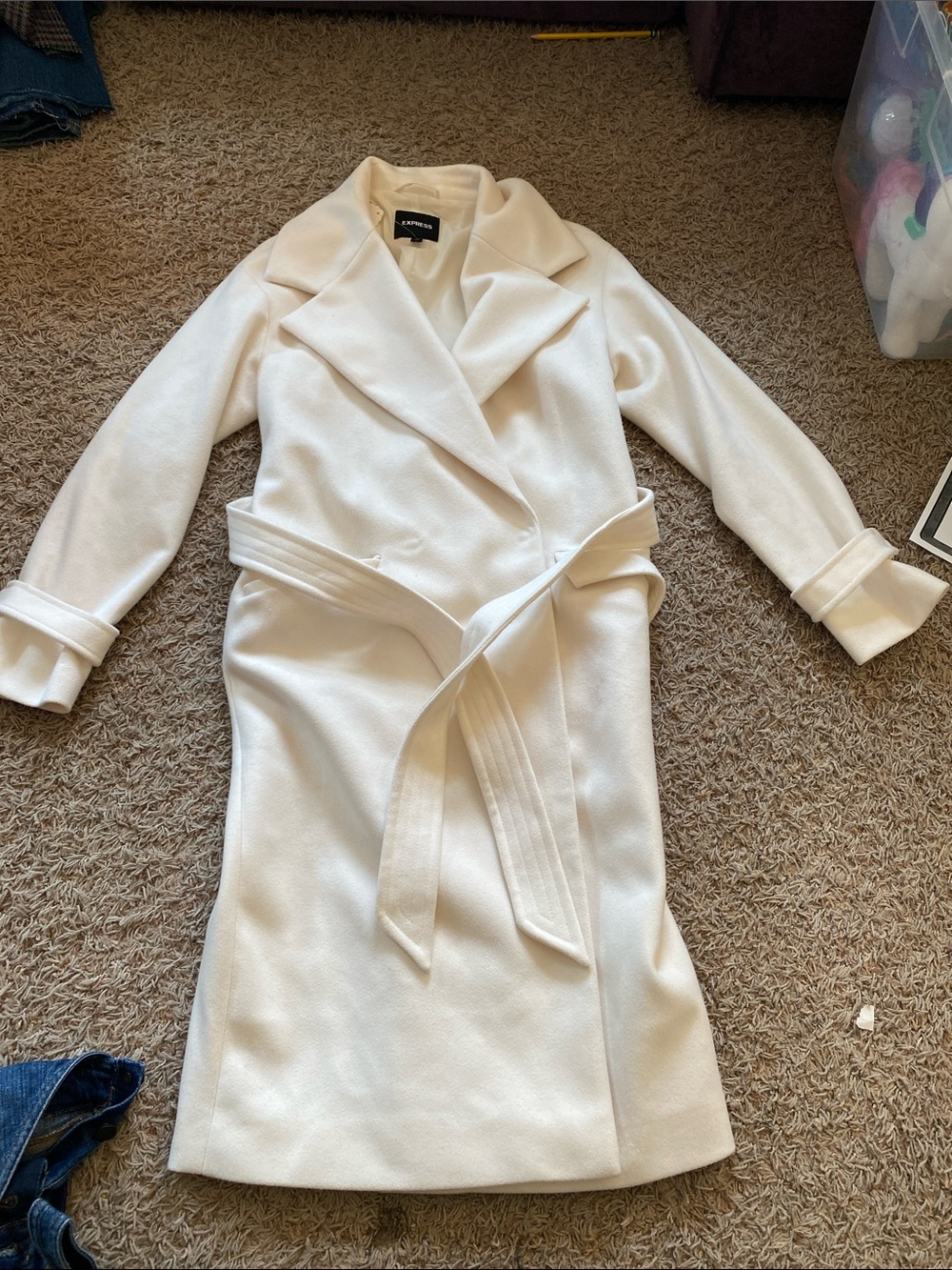 Women's white/ cream Wrap Coat with Belt XXS